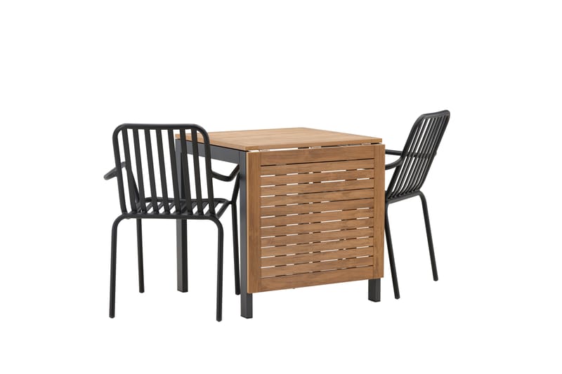 Diego Matgrupp Utomhus 70 cm + 2 st Peking Karmstolar - Svart/Brun - Utemöbler - Utegrupp - Matgrupper utomhus