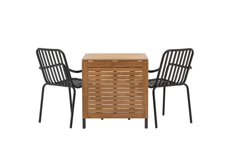 Diego Matgrupp Utomhus 70 cm + 2 st Peking Karmstolar - Svart/Brun - Utemöbler - Utegrupp - Matgrupper utomhus