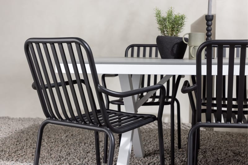 Garcia Matgrupp Utomhus 200 cm + 6 st Peking Karmstolar - Svart/Grå - Utemöbler - Utegrupp - Matgrupper utomhus