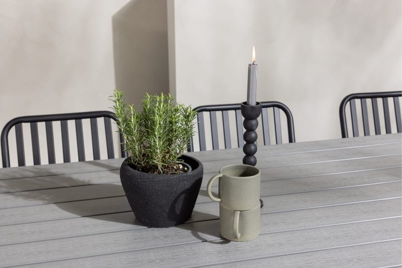 Garcia Matgrupp Utomhus 200 cm + 6 st Peking Karmstolar - Svart/Grå - Utemöbler - Utegrupp - Matgrupper utomhus