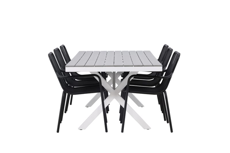 Garcia Matgrupp Utomhus 200 cm + 6 st Peking Karmstolar - Svart/Grå - Utemöbler - Utegrupp - Matgrupper utomhus