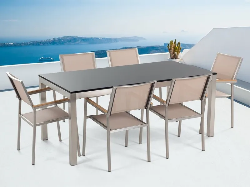Grosseto Trädgårdsmöbelset Med Utebord+6 Utestolar, Beige