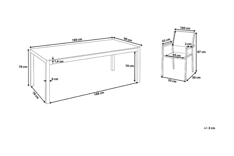 Grosseto Trädgårdsmöbelset Med Utebord+6 Utestolar - Svart - Utemöbler - Utegrupp - Matgrupper utomhus