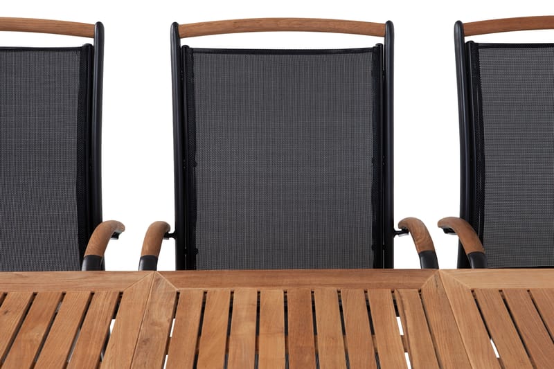 HILLERSTORP NYDALA Bord 96x150-200 + 6 Karmstolar Teak/Svart - Utemöbler - Utegrupp - Matgrupper utomhus