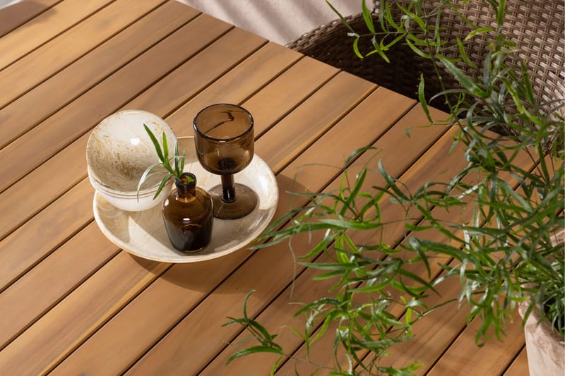 Holmbeck Matgrupp Utomhus 200 cm + 6 st Malina Karmstolar - Brun - Utemöbler - Utegrupp - Matgrupper utomhus