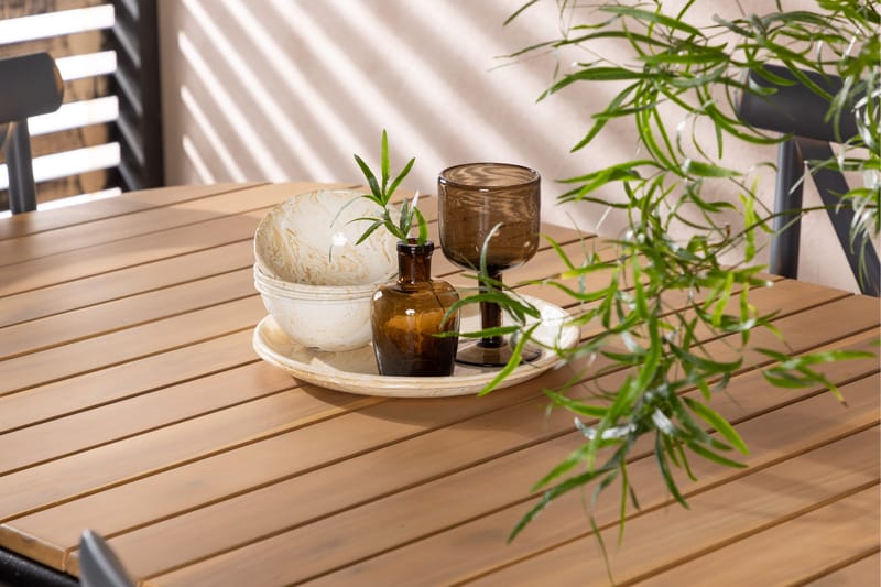 Holmbeck Matgrupp Utomhus 200 cm + 6 st Tablas Matstolar - Brun/Mörkgrå - Utemöbler - Utegrupp - Matgrupper utomhus