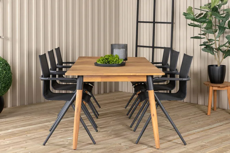 Julian Matgrupp 210cm + 6 Alina Matstolar Brun - Brun - Utemöbler - Utegrupp - Matgrupper utomhus