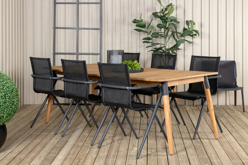 Julian Matgrupp 210cm + 6 Alina Matstolar Brun - Brun - Utemöbler - Utegrupp - Matgrupper utomhus