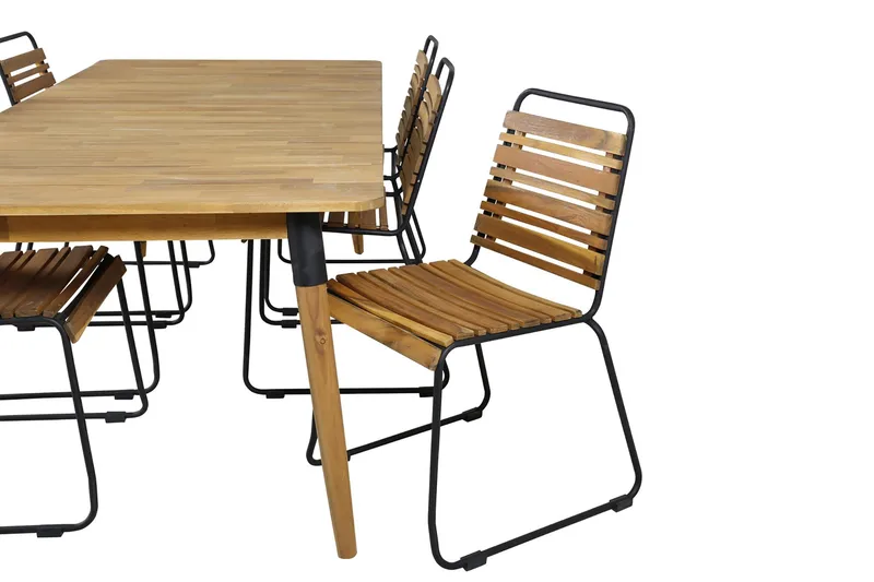 Julian Matgrupp 210cm + 6 Bois Matstolar Svart/Grå - Svart/Grå - Utemöbler - Utegrupp - Matgrupper utomhus