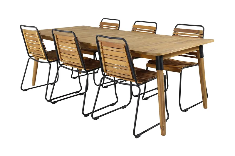 Julian Matgrupp 210cm + 6 Bois Matstolar Svart/Grå - Svart/Grå - Utemöbler - Utegrupp - Matgrupper utomhus