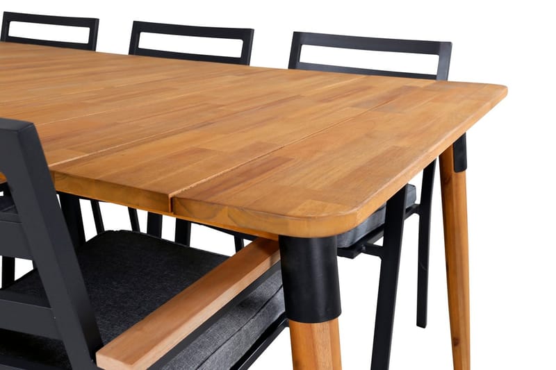 Julian Matgrupp 210cm + 6 Brasilia Karmstolar Svart/Grå - Svart/Grå - Utemöbler - Utegrupp - Matgrupper utomhus