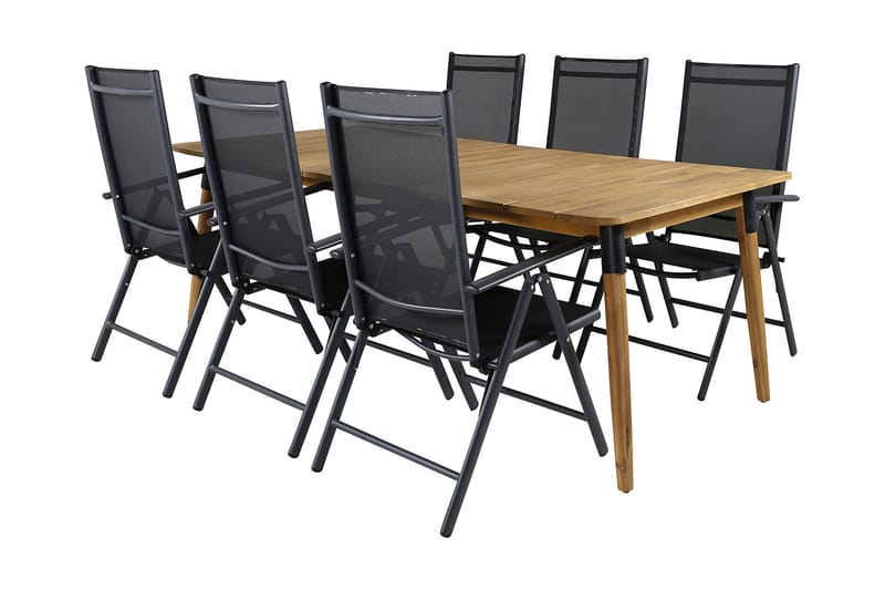 Julian Matgrupp 210cm + 6 Break Positionsstolar Svart - Svart - Utemöbler - Utegrupp - Matgrupper utomhus