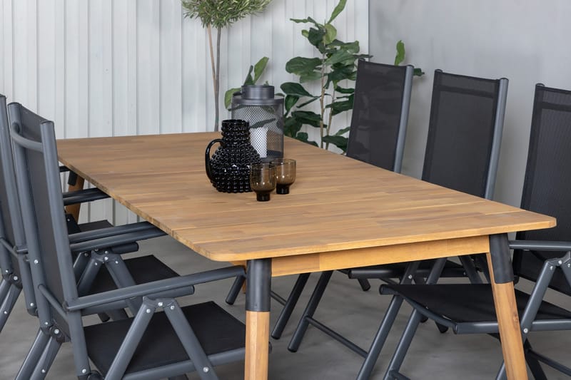 Julian Matgrupp 210cm + 6 Break Positionsstolar Svart - Svart - Utemöbler - Utegrupp - Matgrupper utomhus