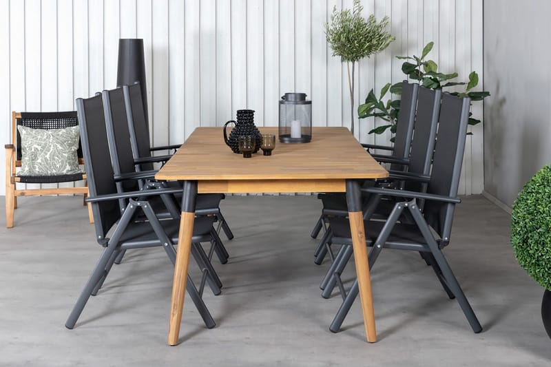 Julian Matgrupp 210cm + 6 Break Positionsstolar Svart - Svart - Utemöbler - Utegrupp - Matgrupper utomhus