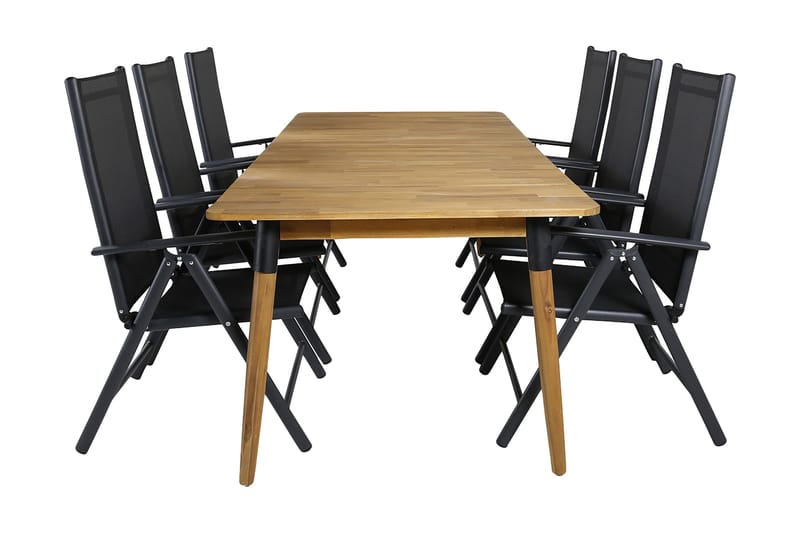 Julian Matgrupp 210cm + 6 Break Positionsstolar Svart, Svart