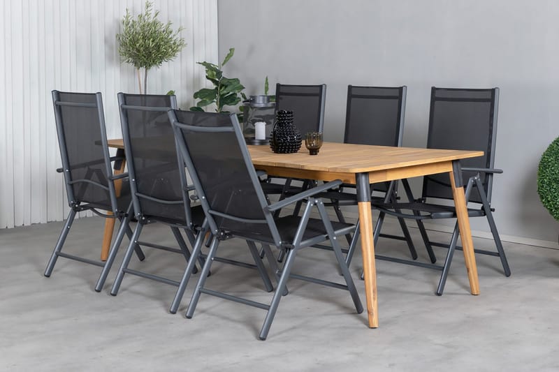 Julian Matgrupp 210cm + 6 Break Positionsstolar Svart - Svart - Utemöbler - Utegrupp - Matgrupper utomhus