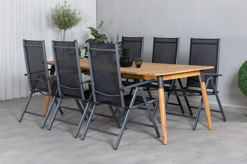 Julian Matgrupp 210cm + 6 Break Positionsstolar Svart - Svart - Utemöbler - Utegrupp - Matgrupper utomhus