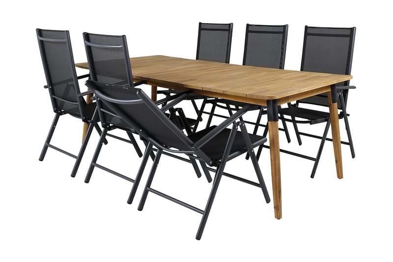 Julian Matgrupp 210cm + 6 Break Positionsstolar Svart - Svart - Utemöbler - Utegrupp - Matgrupper utomhus