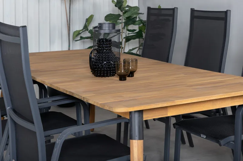 Julian Matgrupp 210cm + 6 Copacabana Reclinerstolar Svart/Br - Svart/Brun - Utemöbler - Utegrupp - Matgrupper utomhus