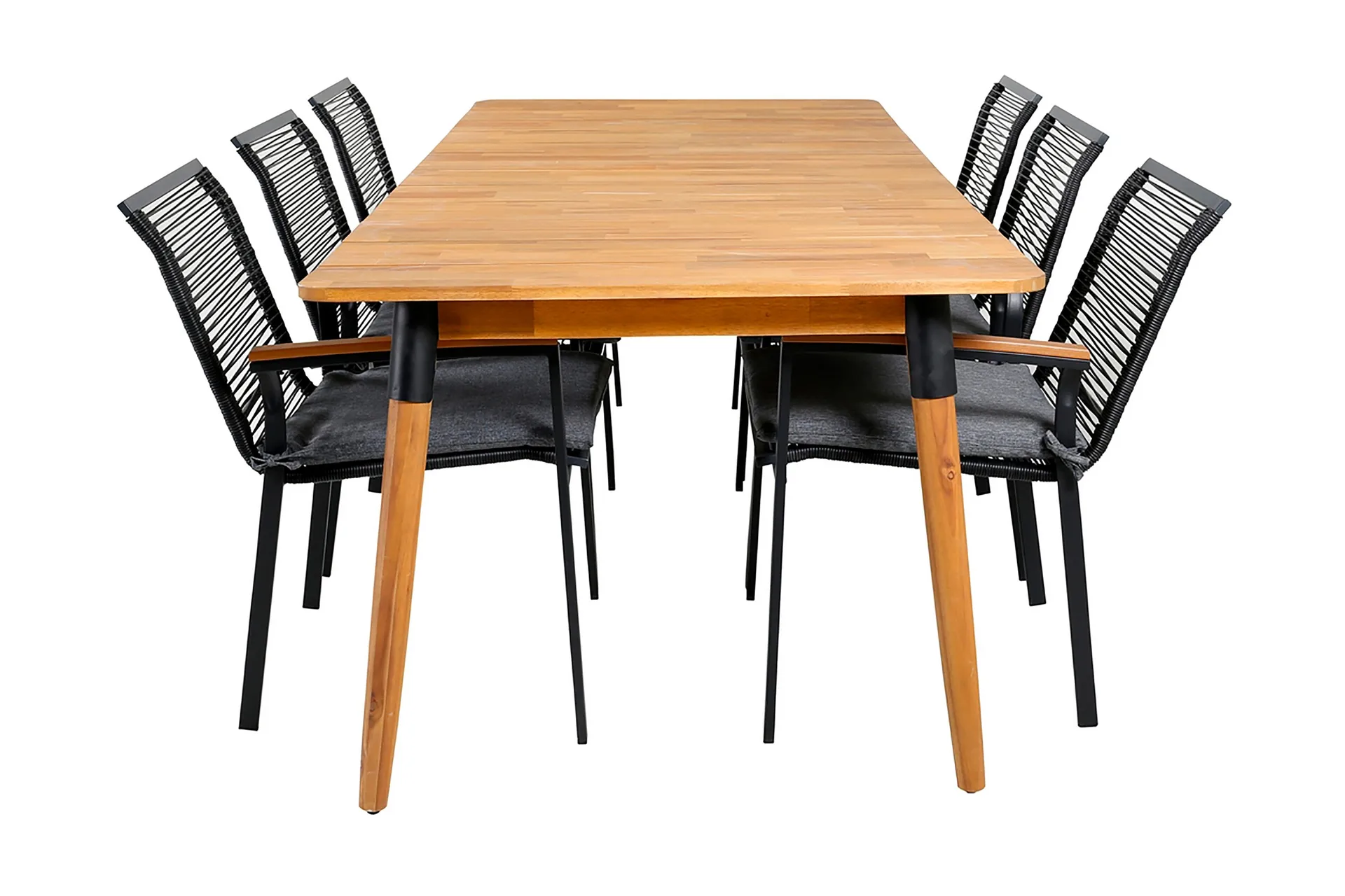 Julian Matgrupp 210cm + 6 Dallas Matstolar Svart/natur - Svart/Natur