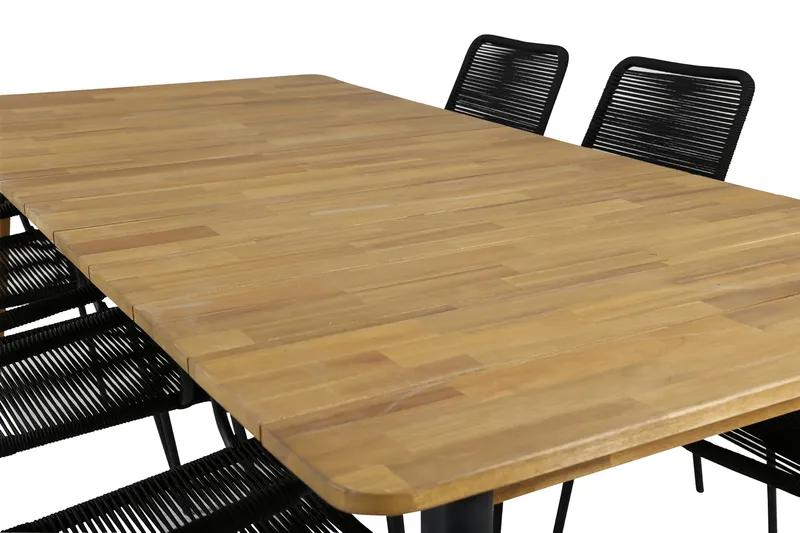 Julian Matgrupp 210cm + 6 Lindos Karmstolar Svart/natur - Svart/Natur - Utemöbler - Utegrupp - Matgrupper utomhus