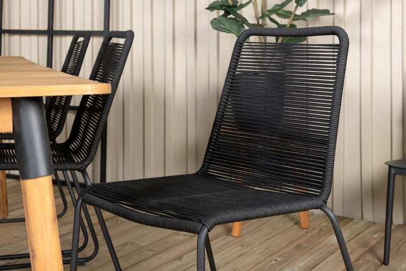 Julian Matgrupp 210cm + 6 Lindos Stapelbara Matstolar Brun/V - Brun/Vit - Utemöbler - Utegrupp - Matgrupper utomhus