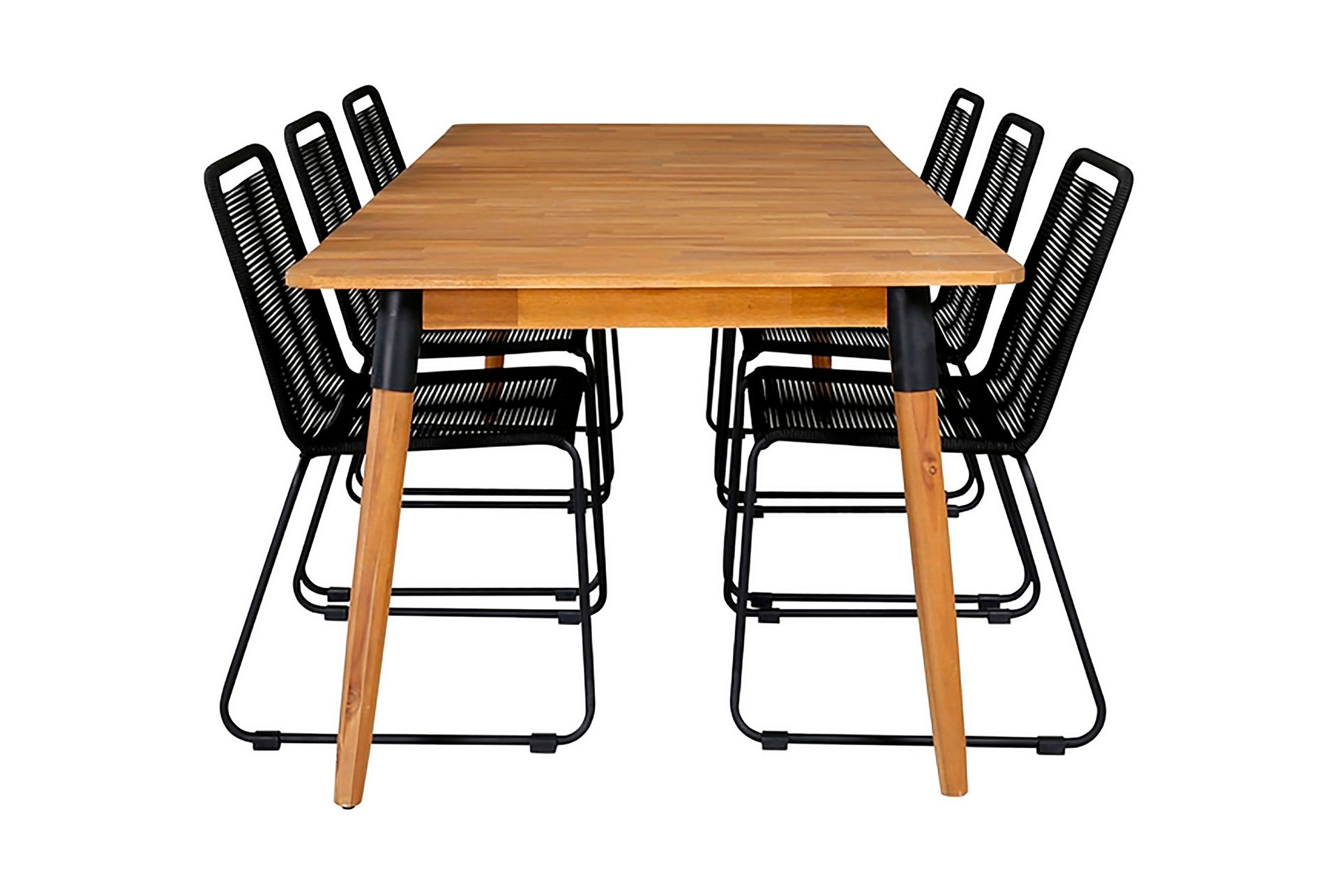 Julian Matgrupp 210cm + 6 Lindos Stapelbara Matstolar Brun/V - Brun/Vit