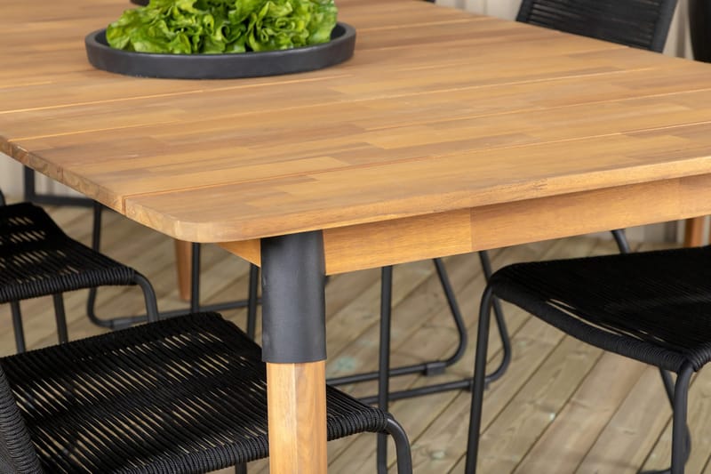 Julian Matgrupp 210cm + 6 Lindos Stapelbara Matstolar Brun/V - Brun/Vit - Utemöbler - Utegrupp - Matgrupper utomhus