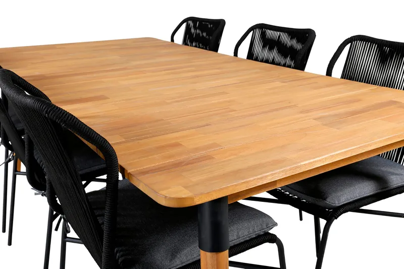 Julian Matgrupp 210cm + 6 Matstolar Svart/Brun - Svart/Brun - Utemöbler - Utegrupp - Matgrupper utomhus