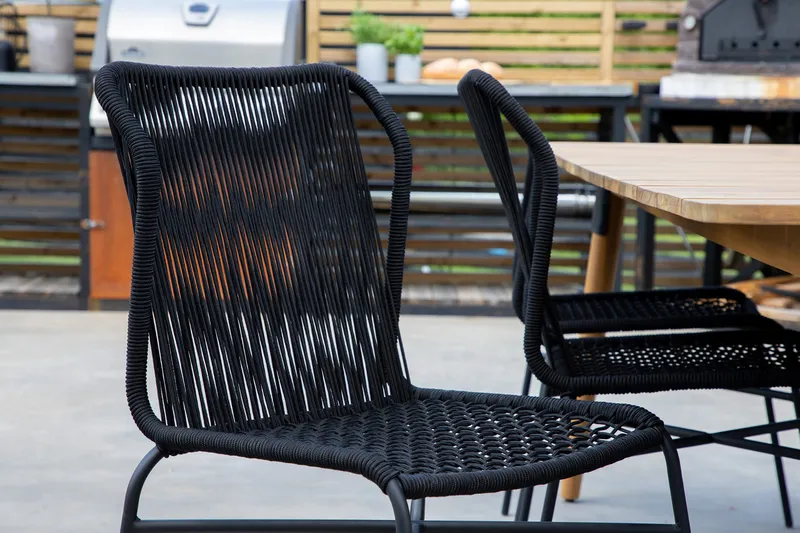 Julian Matgrupp 210cm + 6 Matstolar Svart/Brun - Svart/Brun - Utemöbler - Utegrupp - Matgrupper utomhus