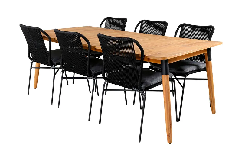Julian Matgrupp 210cm + 6 Matstolar Svart/Brun - Svart/Brun - Utemöbler - Utegrupp - Matgrupper utomhus