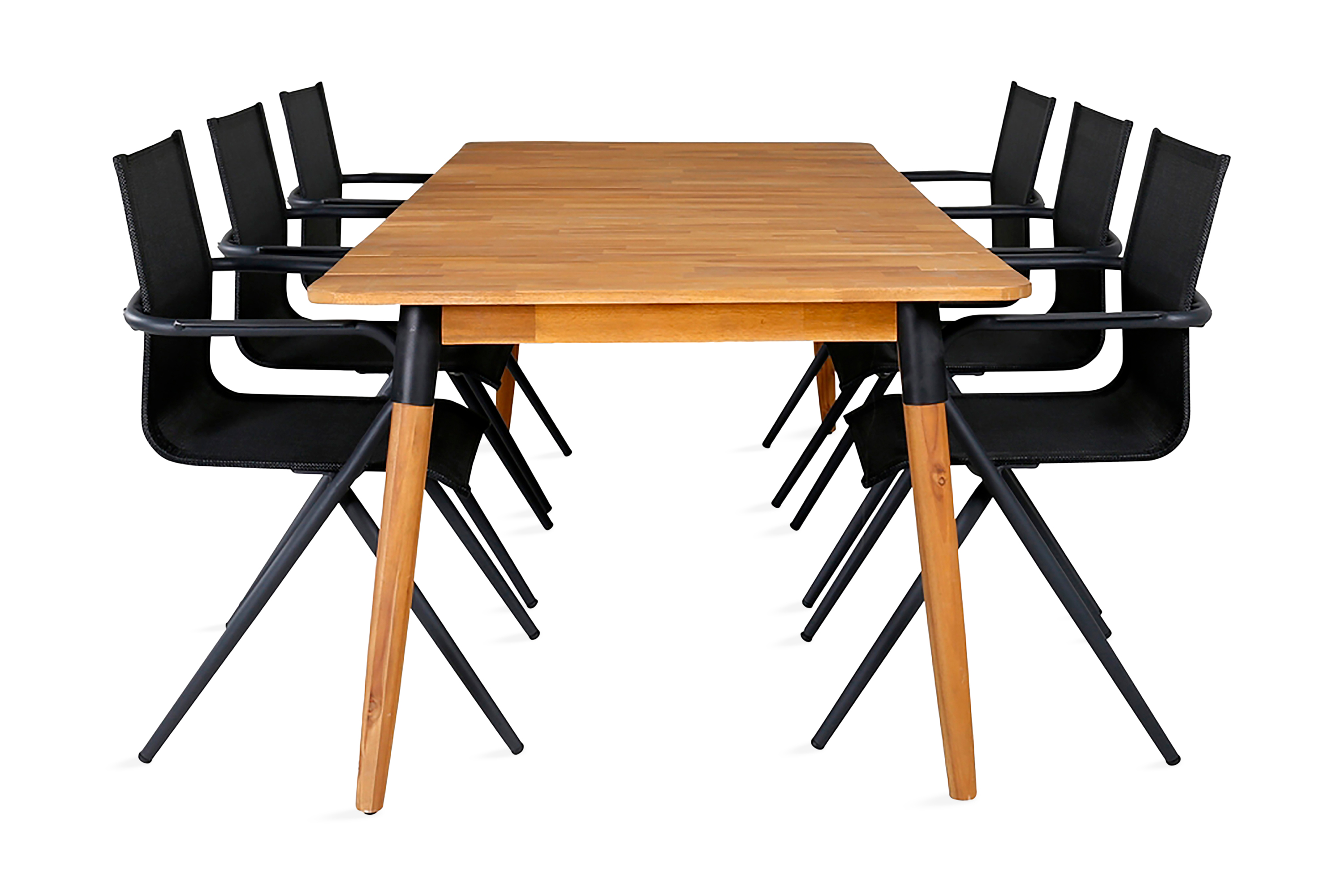 julian matgrupp utomhus 210cm + 6 alina matstolar - brun