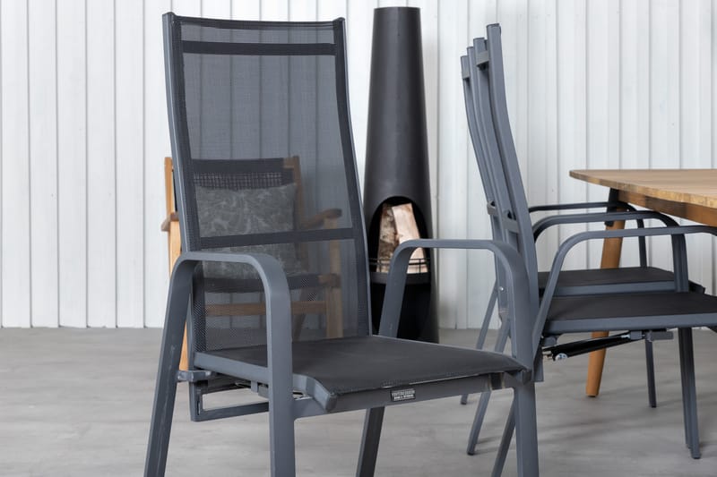 Julian Matgrupp Utomhus 210cm + 6 Copacabana Reclinerstolar - Svart/Brun - Utemöbler - Utegrupp - Matgrupper utomhus