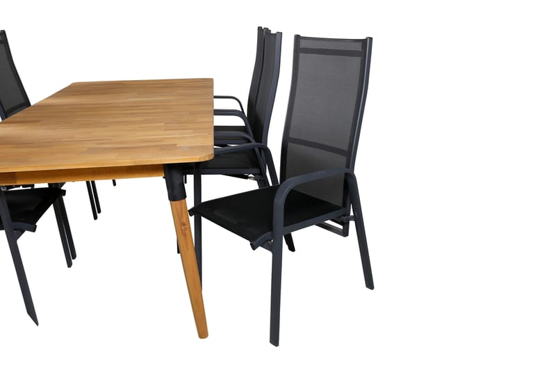 Julian Matgrupp Utomhus 210cm + 6 Copacabana Reclinerstolar - Svart/Brun - Utemöbler - Utegrupp - Matgrupper utomhus