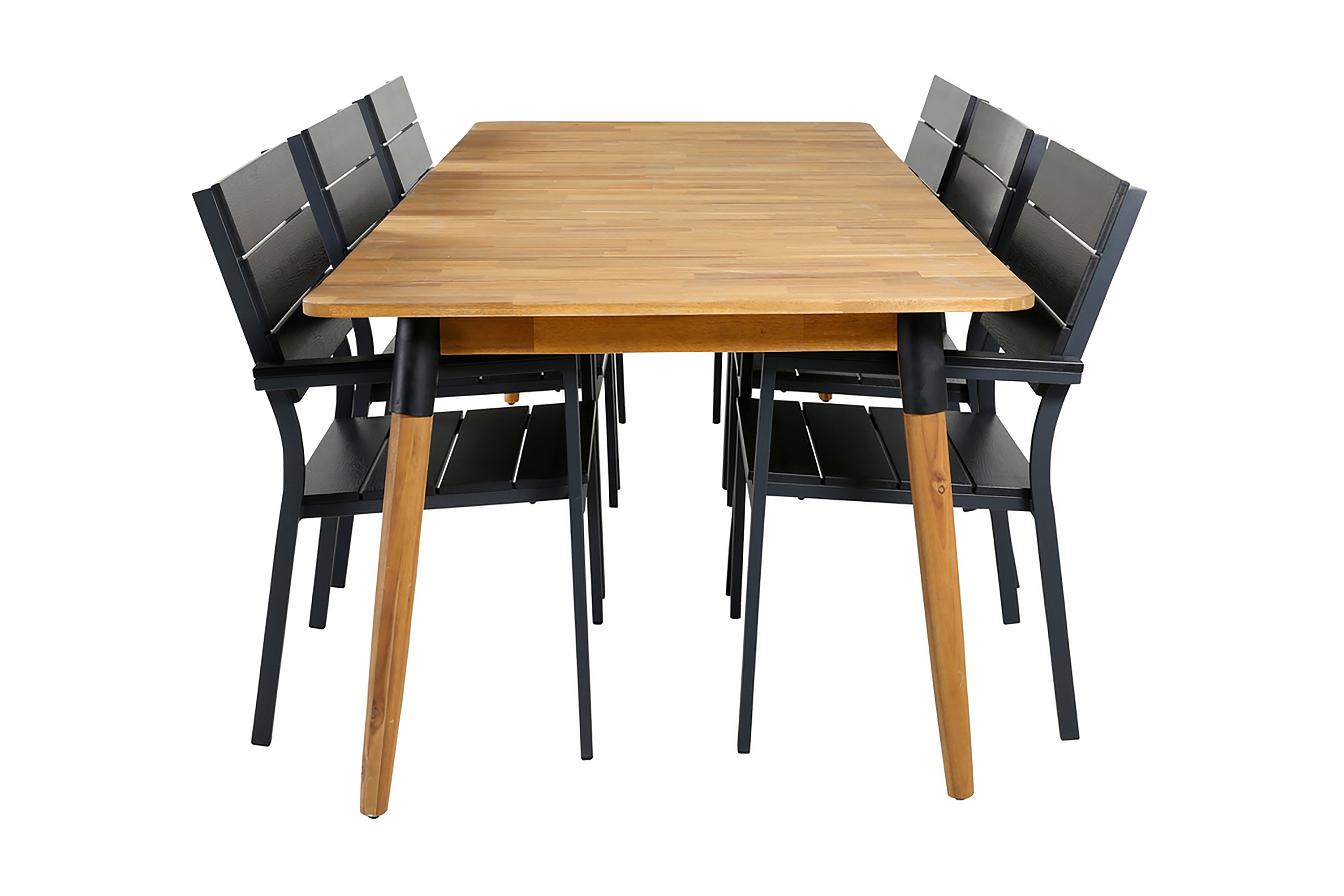 julian matgrupp utomhus 210cm + 6 levels stapelbara matstolar - svart/brun