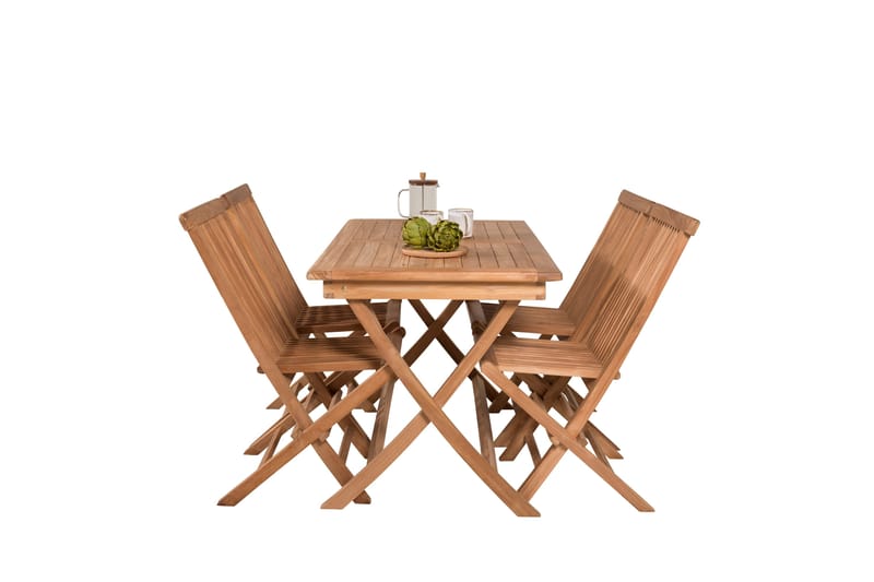 Kenya Matgrupp 120x70 cm + 4 Kenya Hopfällbar Stol - Brun - Utemöbler - Utegrupp - Matgrupper utomhus