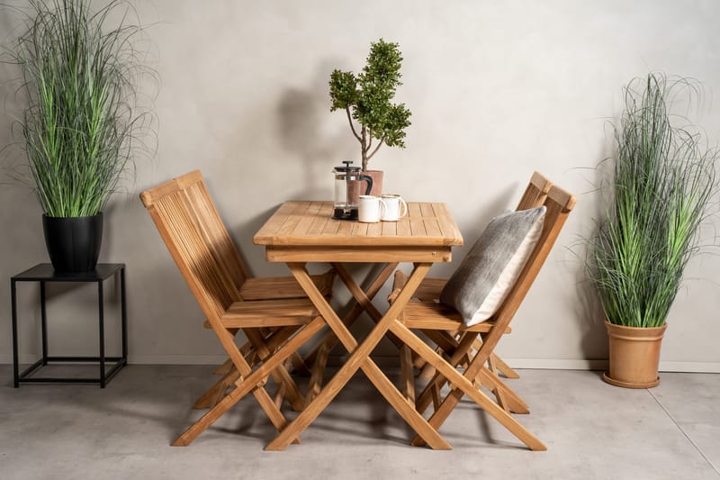 Kenya Matgrupp 120x70 cm + 4 Kenya Hopfällbar Stol - Brun - Utemöbler - Utegrupp - Matgrupper utomhus