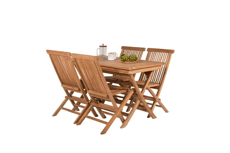 Kenya Matgrupp 120x70 cm + 4 Kenya Hopfällbar Stol - Brun - Utemöbler - Utegrupp - Matgrupper utomhus