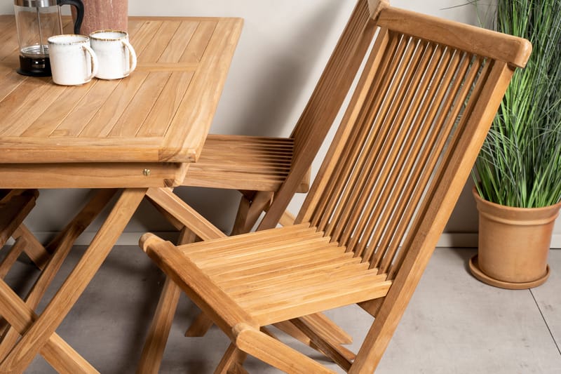 Kenya Matgrupp 120x70 cm + 4 Kenya Hopfällbar Stol - Brun - Utemöbler - Utegrupp - Matgrupper utomhus