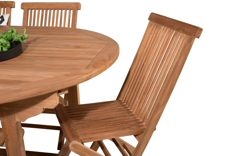 Kenya Matgrupp 180-240x120 cm + 6 Kenya Hopfällbar Stol - Brun - Utemöbler - Utegrupp - Matgrupper utomhus