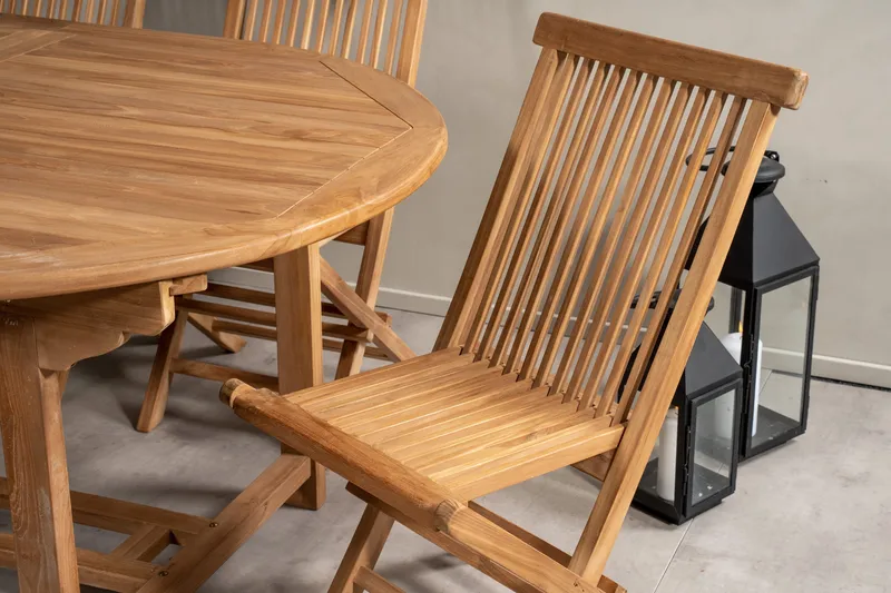 Kenya Matgrupp 180-240x120 cm + 6 Kenya Hopfällbar Stol - Brun - Utemöbler - Utegrupp - Matgrupper utomhus