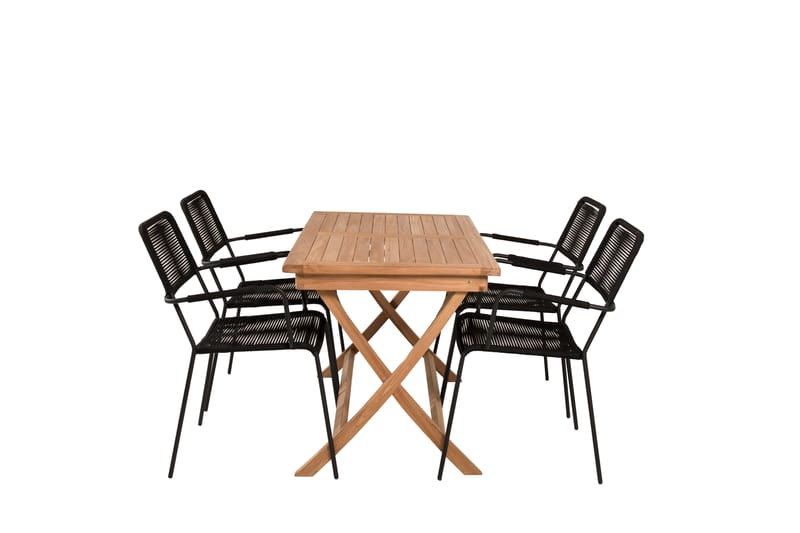 Kenya Matgrupp Utomhus 120x70 cm + 4 Lindos Karmstol - Svart/Brun - Utemöbler - Utegrupp - Matgrupper utomhus