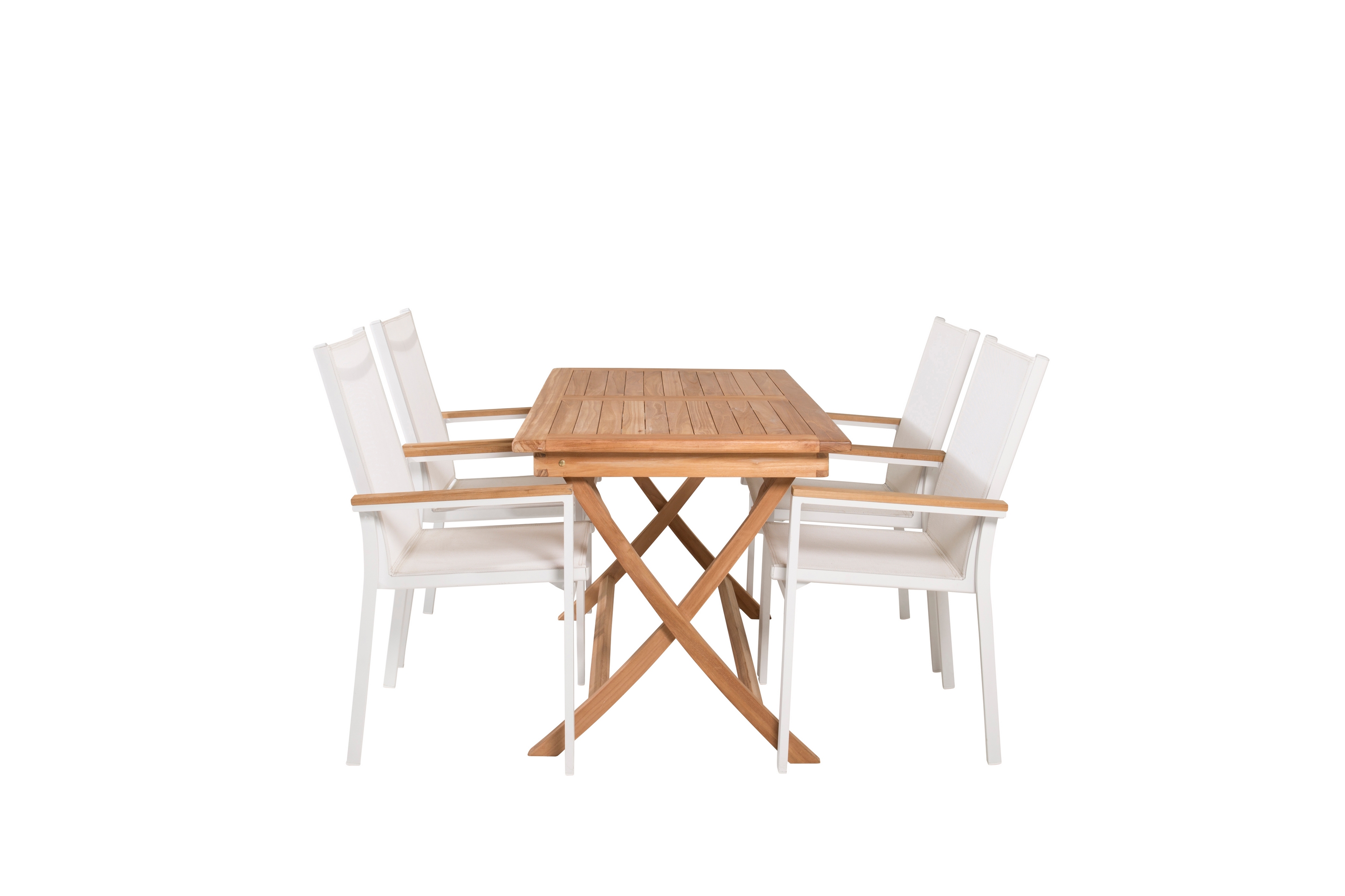 kenya matgrupp utomhus 120x70 cm + 4 texas chair - vit/brun
