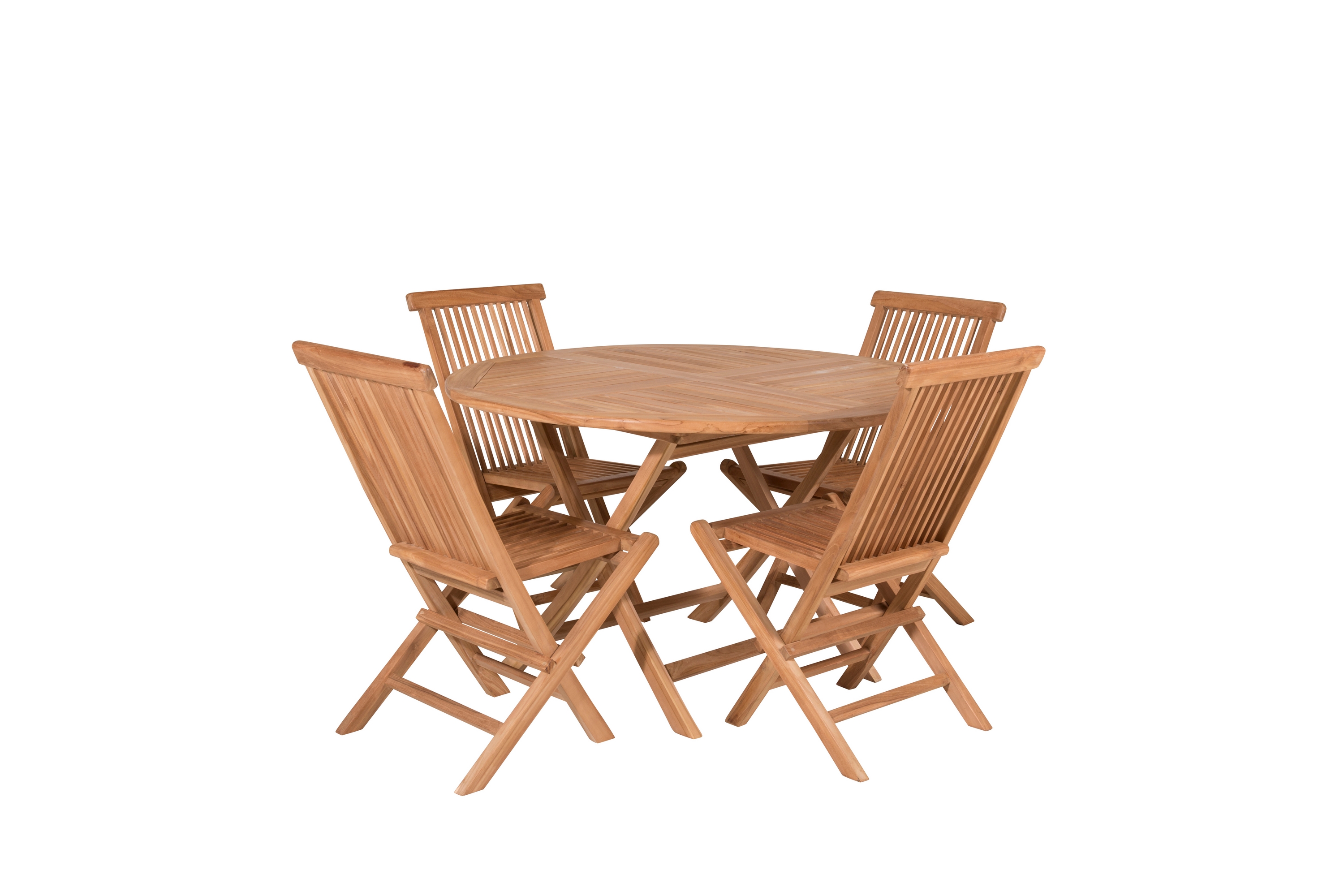 kenya matgrupp utomhus rund 120 cm + 4 kenya hopfällbar stol - brun