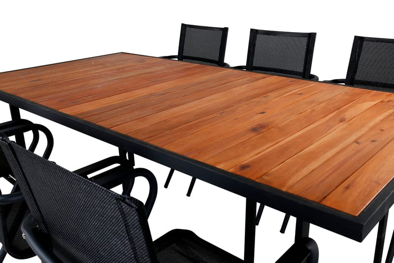 Khung Matgrupp Utomhus 200cm + 6 Alina Matstolar - Svart/Natur - Utemöbler - Utegrupp - Matgrupper utomhus