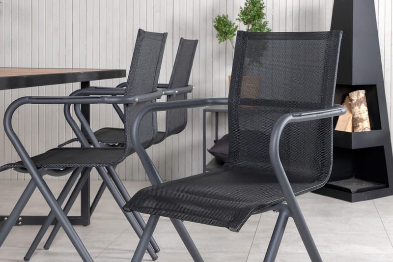 Khung Matgrupp Utomhus 200cm + 6 Alina Matstolar - Svart/Natur - Utemöbler - Utegrupp - Matgrupper utomhus