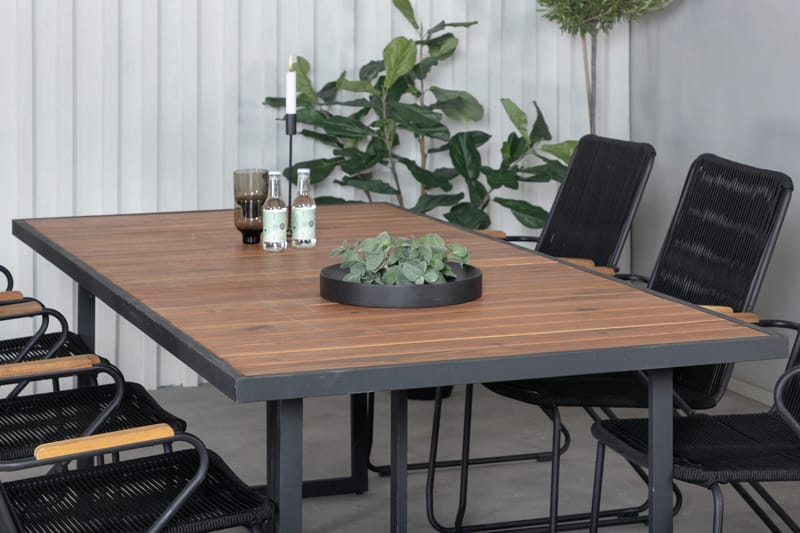 Khung Matgrupp Utomhus 200cm + 6 Bois Karmstolar - Svart/Brun - Utemöbler - Utegrupp - Matgrupper utomhus