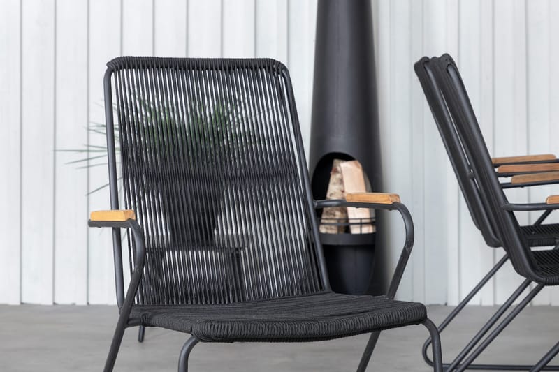 Khung Matgrupp Utomhus 200cm + 6 Bois Karmstolar - Svart/Brun - Utemöbler - Utegrupp - Matgrupper utomhus