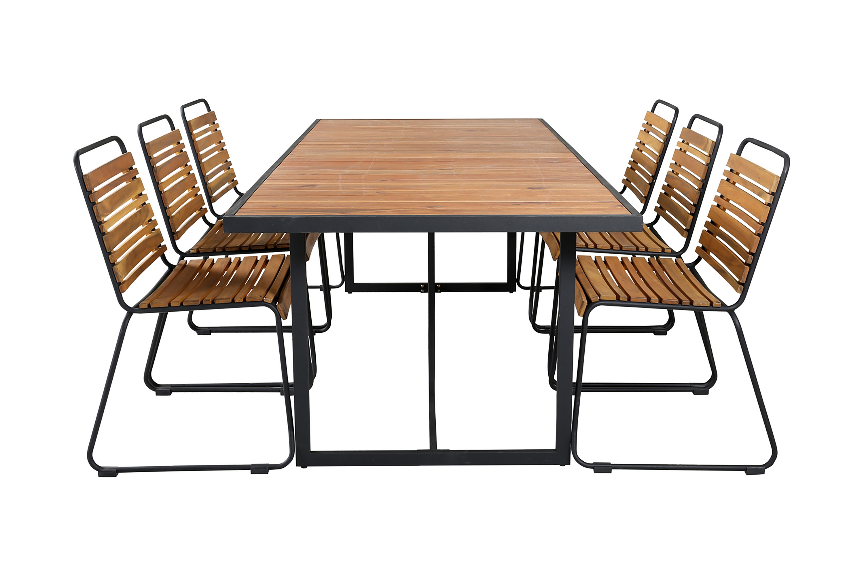 khung matgrupp utomhus 200cm + 6 bois matstolar - brun/vit