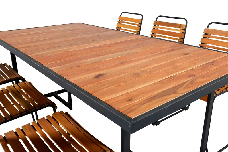 Khung Matgrupp Utomhus 200cm + 6 Bois Matstolar - Brun/Vit - Utemöbler - Utegrupp - Matgrupper utomhus